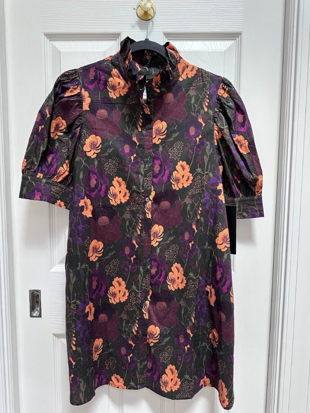 fall floral mini shirt dress